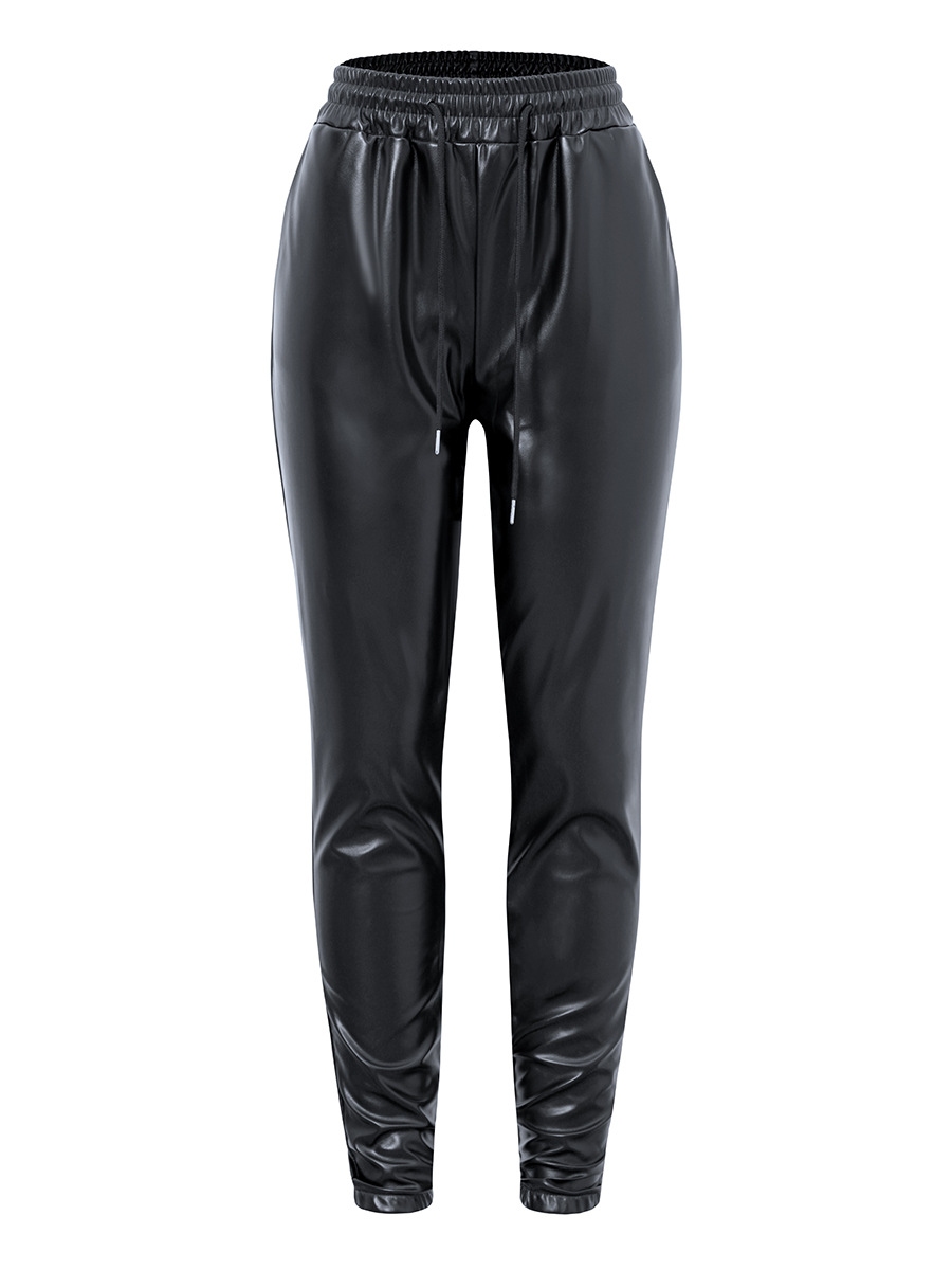 women's clothing autumn and winter hot new fashion versatile sexy bright color stretch PU large size leather pants_voghion.com