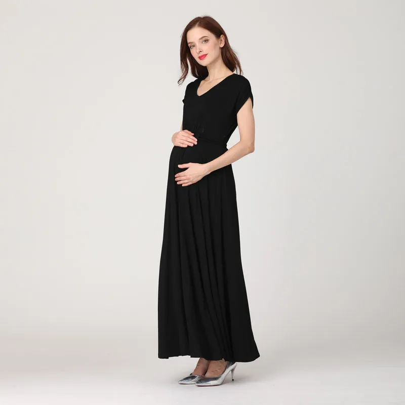 Emotion Moms 2024 Spring Summer Maternity Clothes Dress Casual Sexy V Neck For Pregnant Women LJ201114_voghion.com