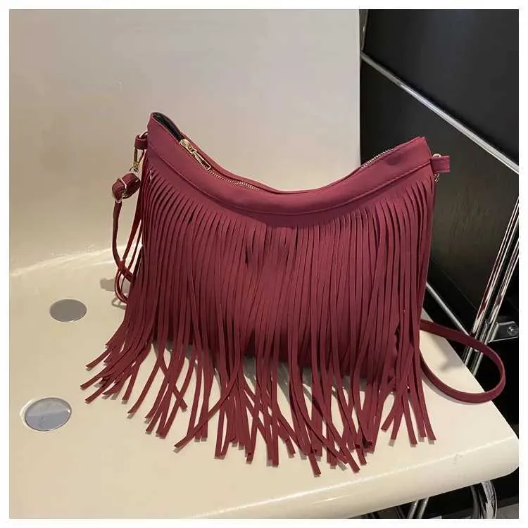 Sacs à bandoulière à pompons vintage pour femmes, grande capacité, sac à bandoulière décontracté à franges pour les voyages en plein air pour dames_voghion.com