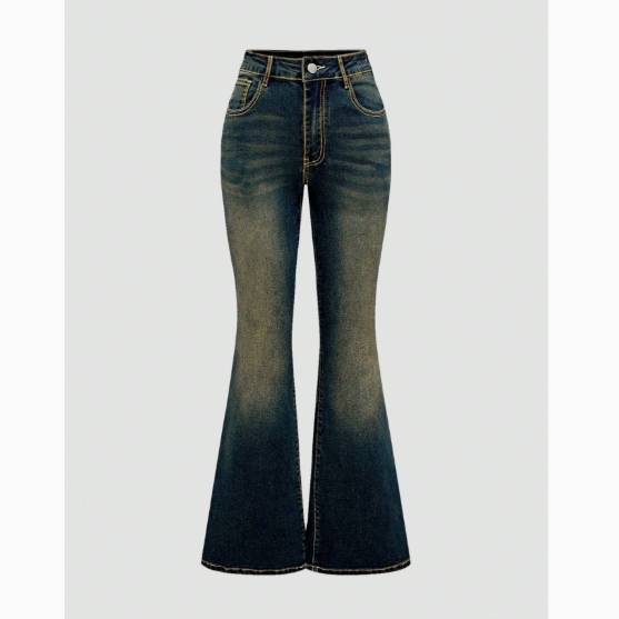 Women’s Spicy Embroidered Slim Fit Stretch Jeans Blue Color Casual Fashion Straight Leg Full Length Cotton Polyester
