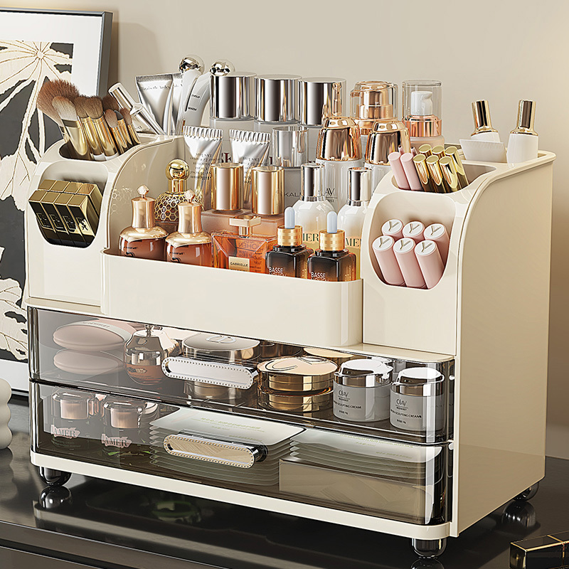 【Vente chaude en magasin】Boîte de rangement pour cosmétiques, coiffeuse de luxe légère, salle de bain de bureau, étagère de soins de la peau, maquillage