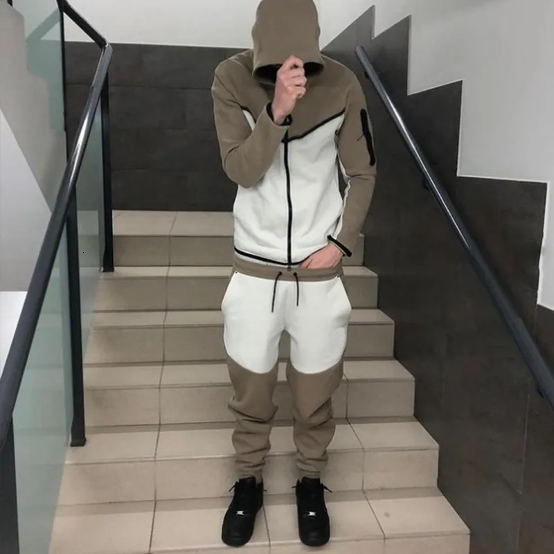 Tracuits Anzug Hoodie Mode Casual Sport Reißverschluss Jacke Hose Anzughose Männer Neu in Herren-Sets 230922_voghion.com