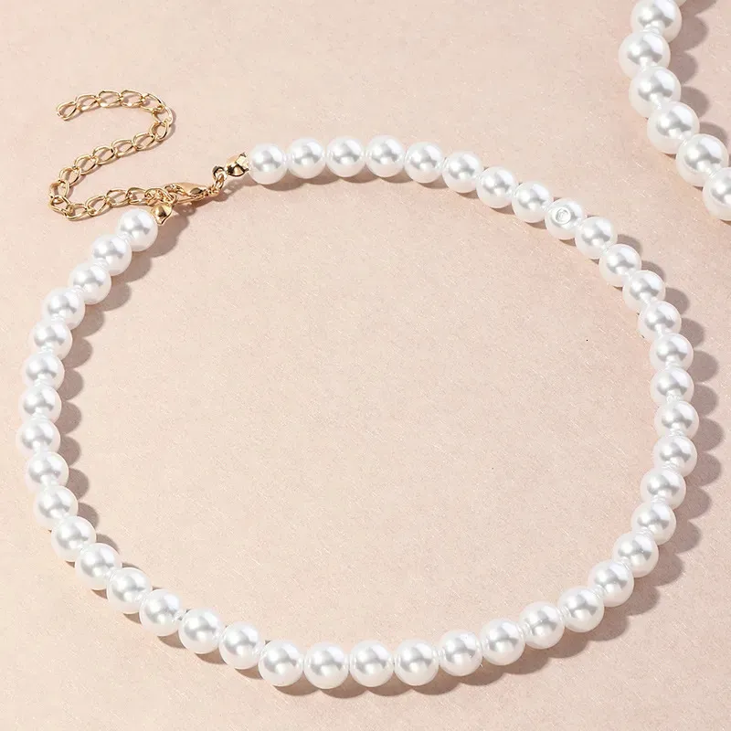 Necklaces Vintage Style Simple 6MM Pearl Chain Choker For Women Wedding Love Shell Pendant Necklace Fashion Jewelry_voghion.com
