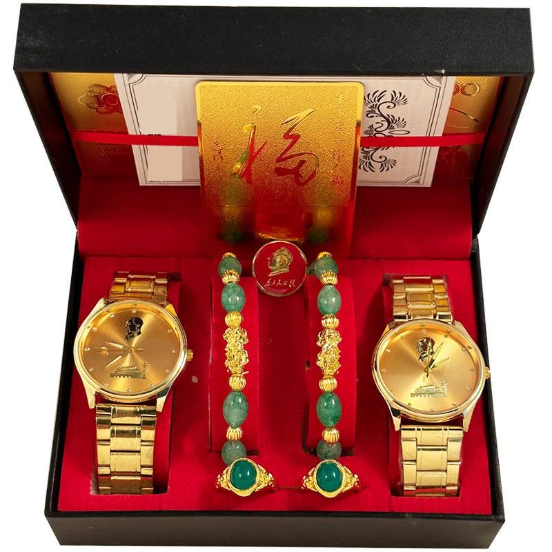 Schmuck Sets Geschenk Box Set Gedenk Gold Uhr Paar Energie Quarz Heißer Verkauf Geschenk Treffen Uhr_voghion.com