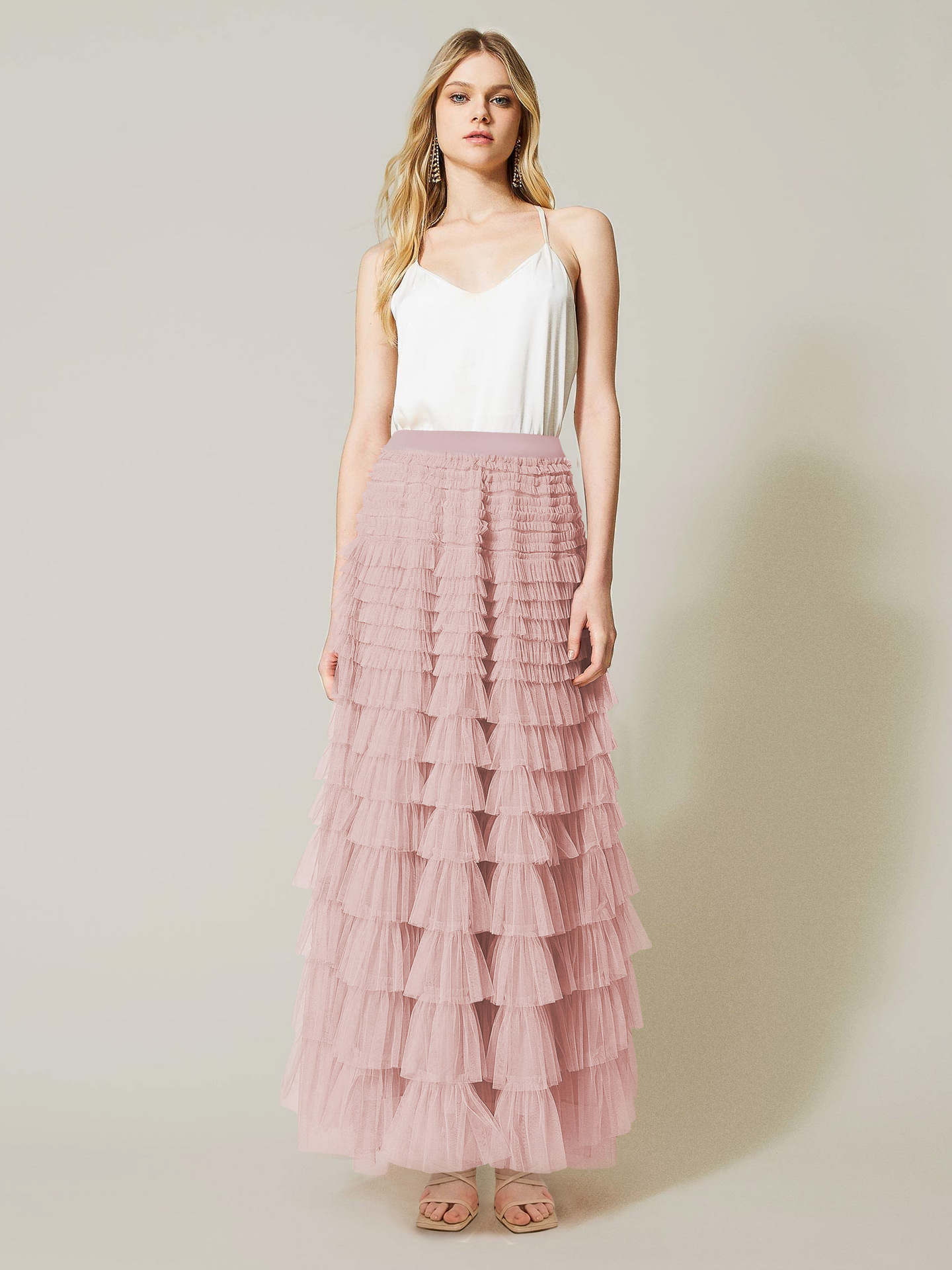 Dames rok met hoge taille van tule elegante herfstrok_voghion.com