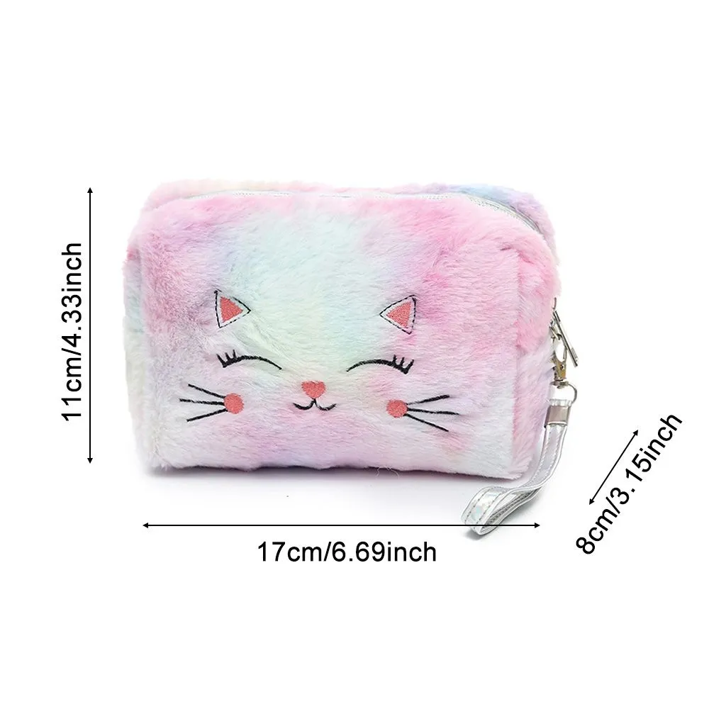 Cartoon Plüsch Katze Kosmetik Frauen Bunte Make-Up Tasche Tragbare Kulturtasche Reise Veranstalter Weibliche Beauty Case_voghion.com