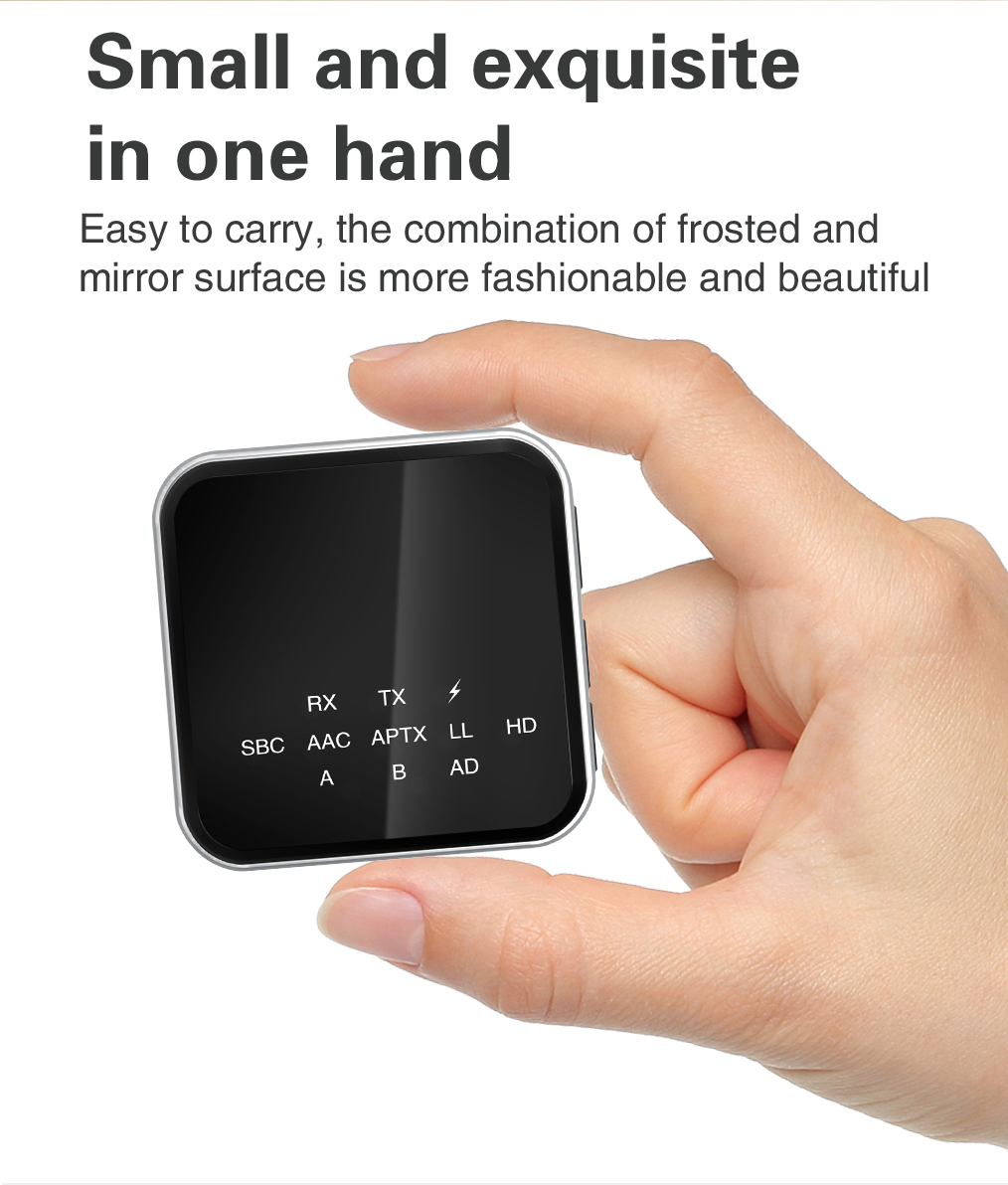 Adattatore trasmettitore ricevitore audio Bluetooth 5.2 a bassa latenza, adattatore stereo wireless vivavoce con microfono integrato_voghion.com