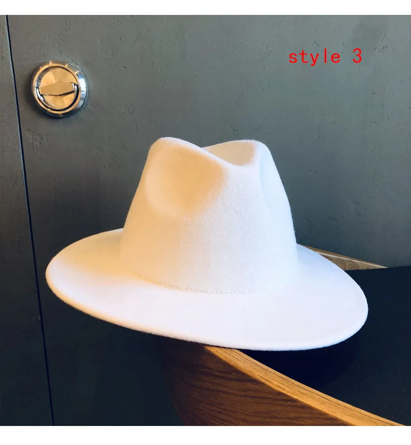 Berete toamna și iarna albe biserică nuntă pălării Fedora pentru femei retro elegant plat top concav bazin ecvestru capac_voghion.com