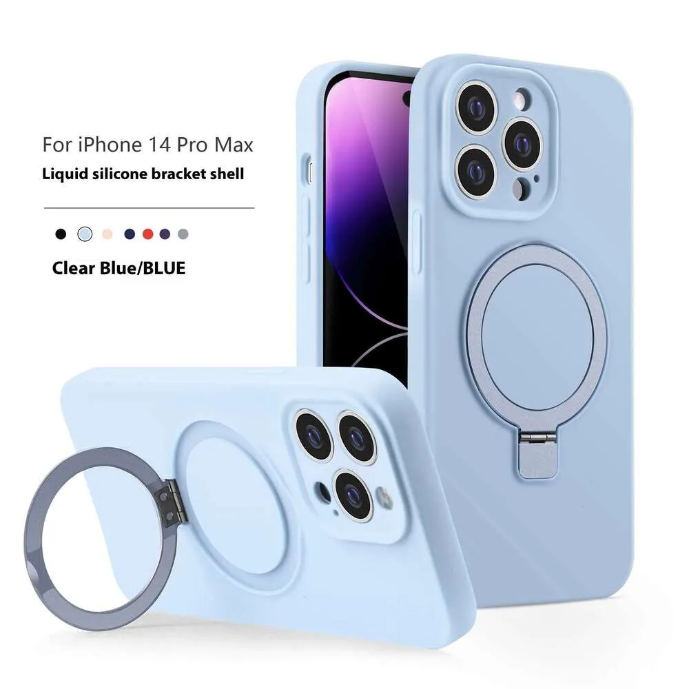 Vloeibare siliconen voor iPhone 15 magnetische standaard mobiele telefoon beschermhoes AP 16 anti-val_voghion.com