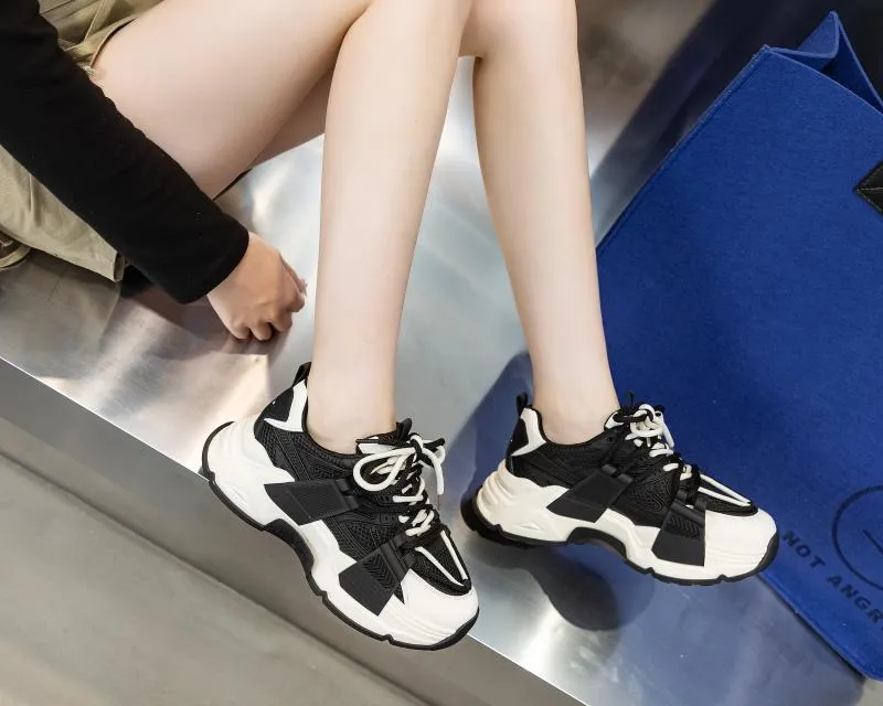 Thick Sole Round Toe Running With Mesh Surface For Lightweight Non Slip Breathable Casual And Comfortable Sports Shoes_voghion.com