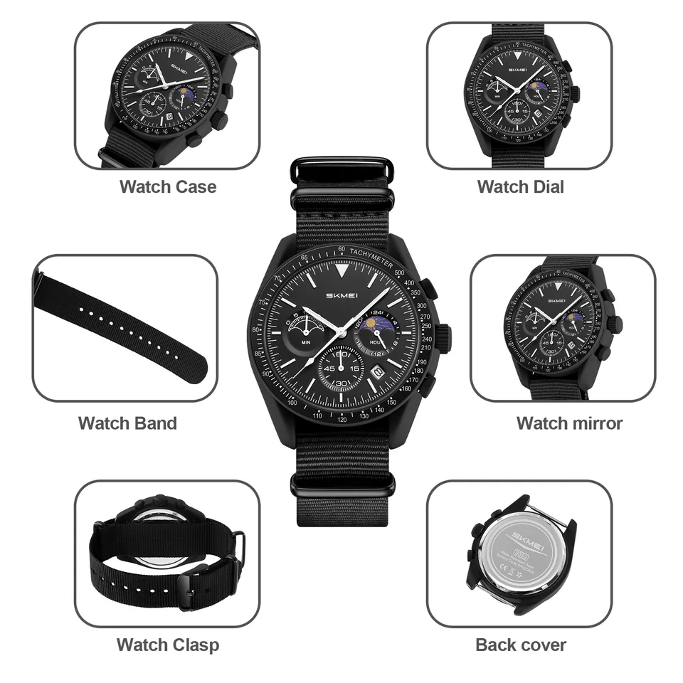 Herren Chronograph Quarzuhr Mit Mond- Und Sonnenanzeige_voghion.com