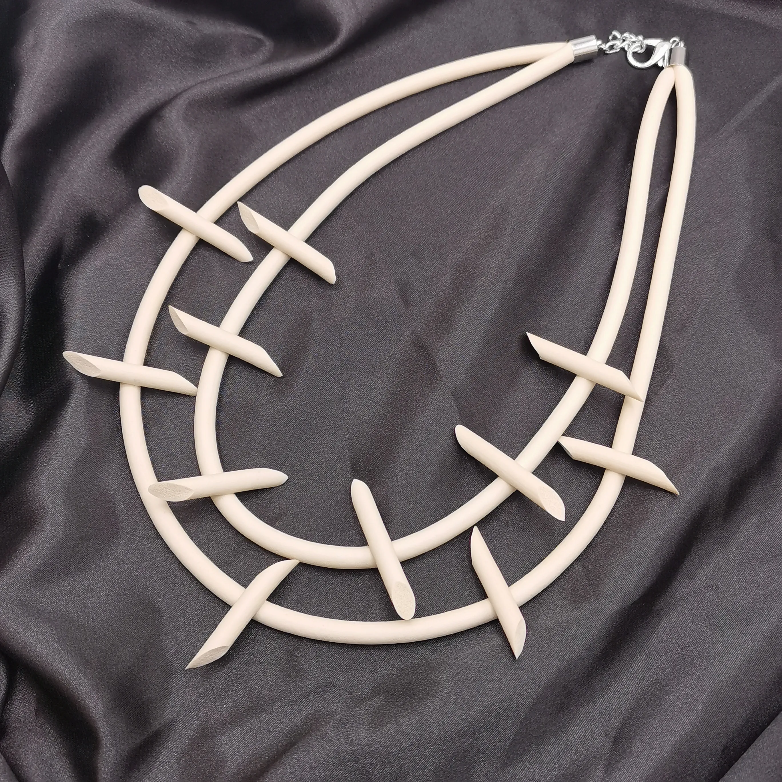 Catene Collana in gomma fatta a mano per le donne Boho Ciondoli Gotico Semplice catena Choker Moda coreana Gioielli fai da te a strati_voghion.com
