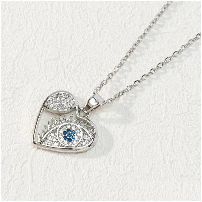 Colares com Pingente Pedra Olho de Fátima Colar com Coração Azul Mal Hamsa Mão Para Mulheres Proteção Espiritual Turca_voghion.com