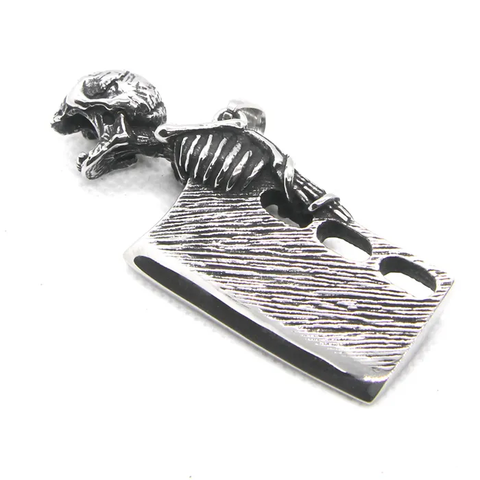 Colliers pendentifs Est Fashion Skull Collier couteau homme cool en acier inoxydable 316L_voghion.com