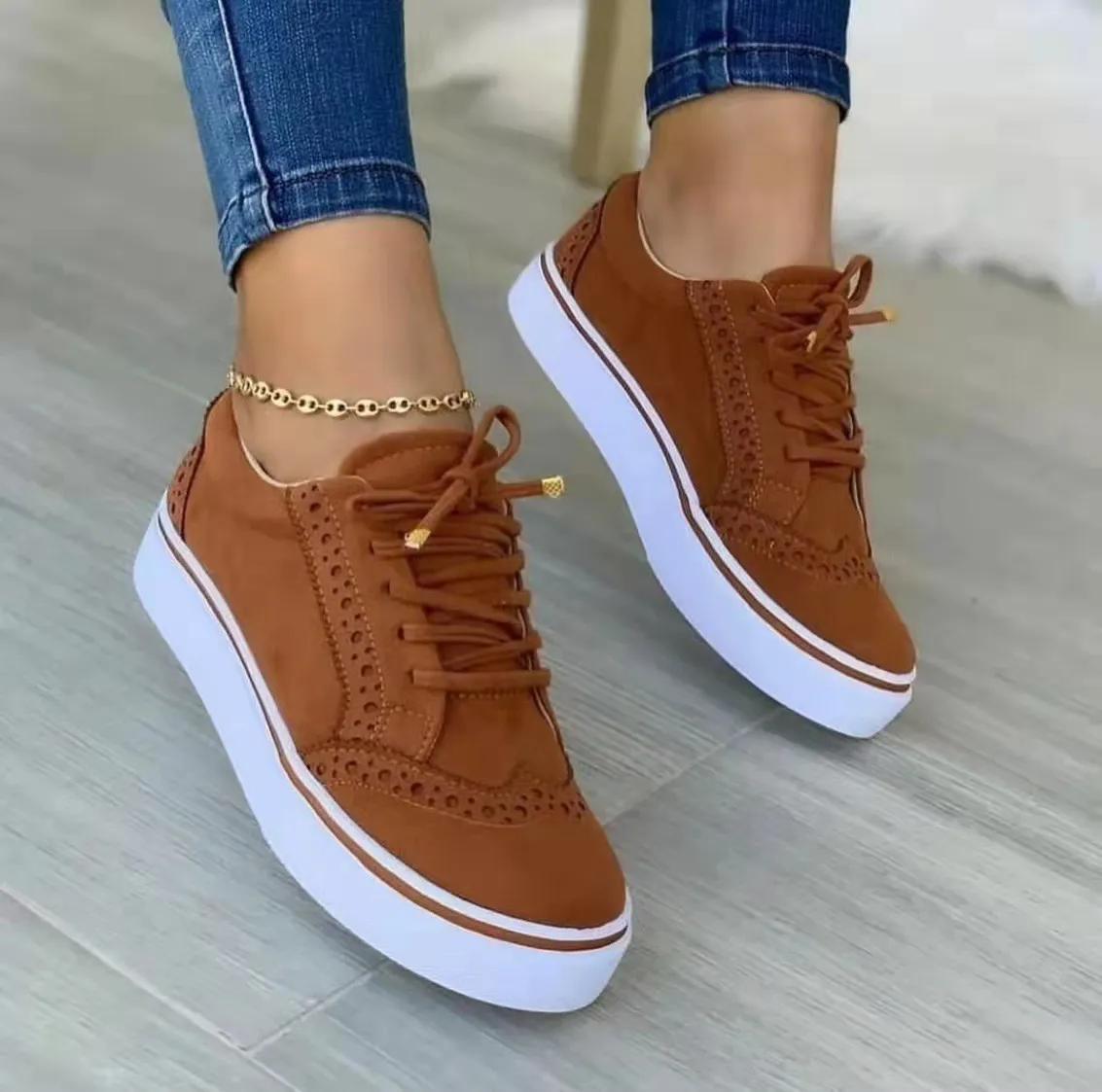 Chaussures de marche femme plates casual à lacets sportives_voghion.com