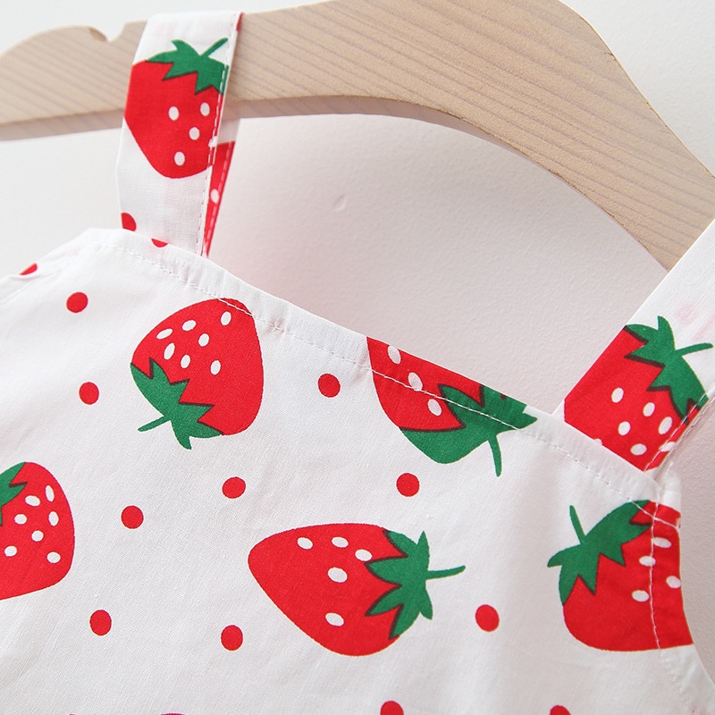 Baby Mädchen Kleid für 6-12 Monate Erdbeere Polka Dots Schleife Kleid Sommer Atmungsaktive Baumwolle Kinder Kleidung Senden Hut_voghion.com