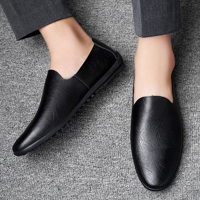 Frühling Sommer Herren Halbschuhe Casual Leder Mann Einfache Mokassins Slip-On Fahren Outdoor Bootsschuhe Handgehte Lazy_voghion.com