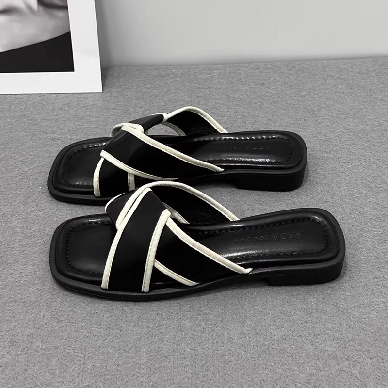 Pantofole estive da donna con fondo piatto antiscivolo alla francese, alla moda, per il tempo libero, per tutti i giorni, squisite e comode._voghion.com