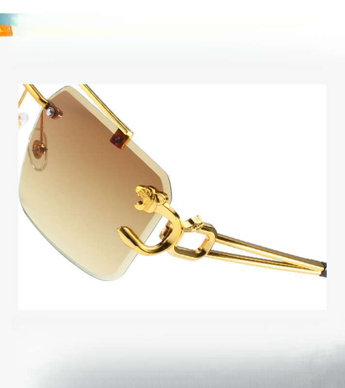 Modische randlose Leopardenkopf-Sonnenbrille für Damen, Outdoor-Ausflüge, modische Kleidung, Überziehbrille,_voghion.com