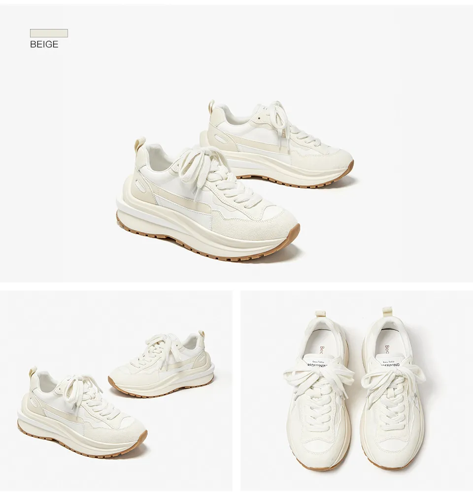 BeauToday Casual Sneakers Damen Kuh Wildleder Kunstleder Patchwork Mischfarben Schnürschuhe Runde Zehen Damen Waffel_voghion.com
