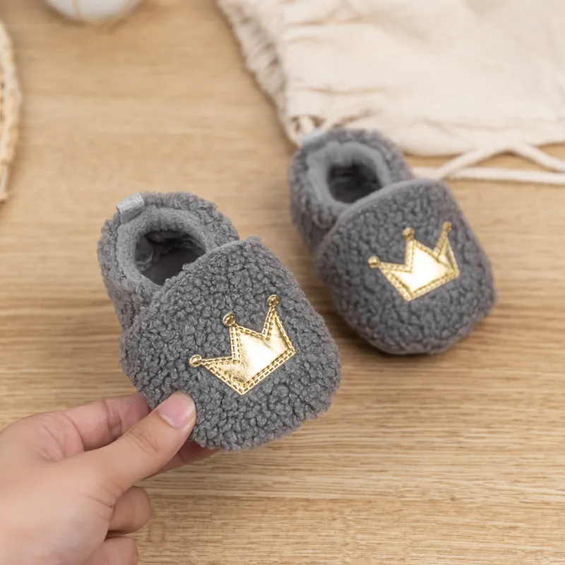 Design vestimentar Crown iarna miel puf nou-născuți cutefeet copii fete băieți copii Toddler pantofi cald și antiderapant Primii pași_voghion.com