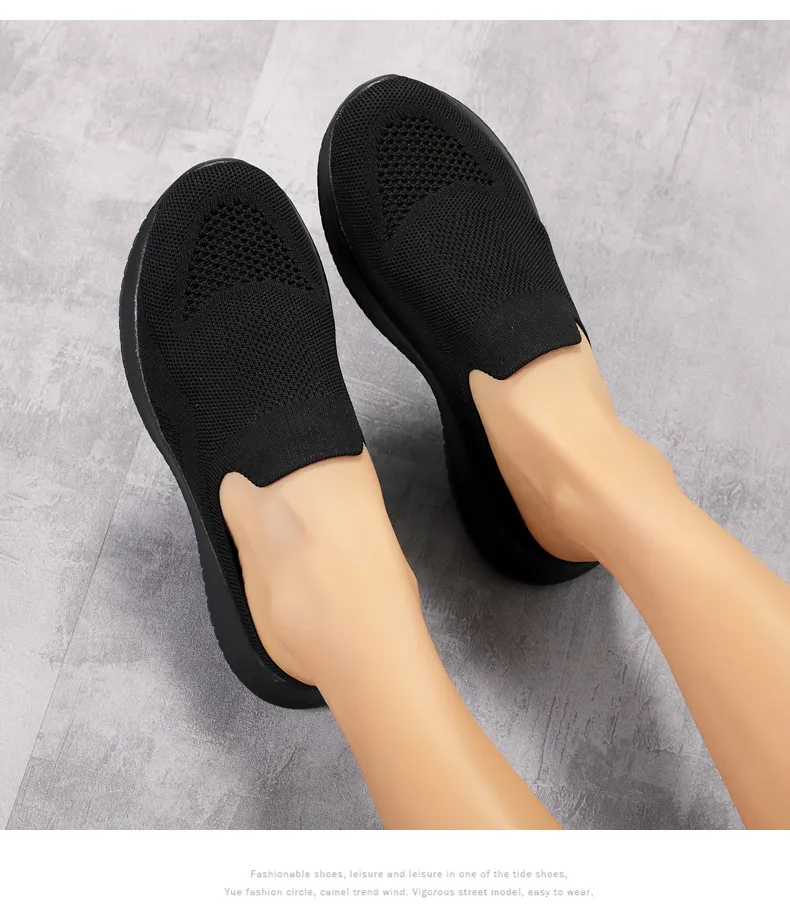 2022 NEW Mesh Slip-On Shoes Sneakers Women Summer Casual Slippers Lightweight Big Size Breathable_voghion.com