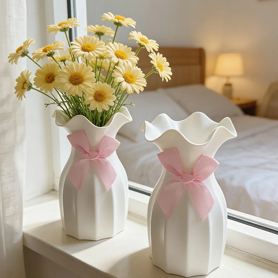 Nordic Water Ripple Wave Texture Plastic Vase For Home Decor_voghion.com