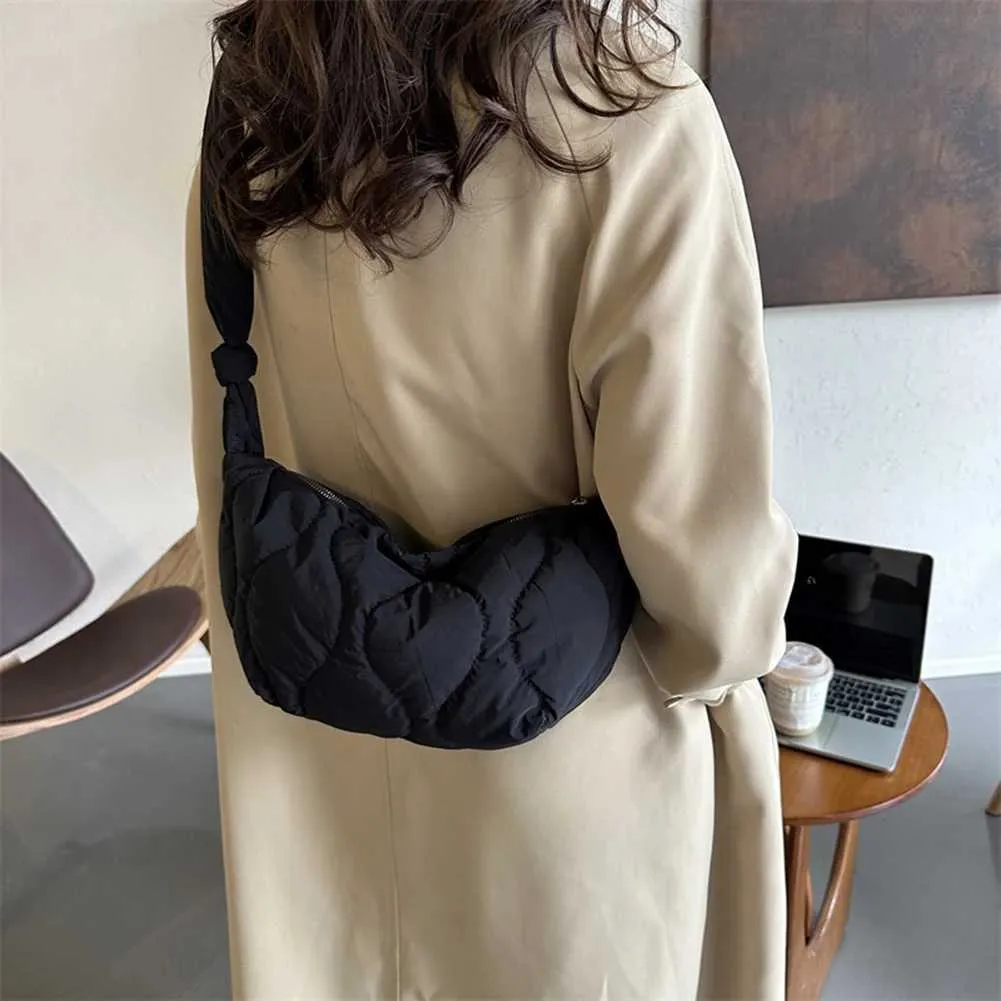 Puffer Shoulder For Women Soft Down Cotton Padded Tote Handbag Purse Quilted Cross Body Bag Solid Color Pillow Shopper_voghion.com