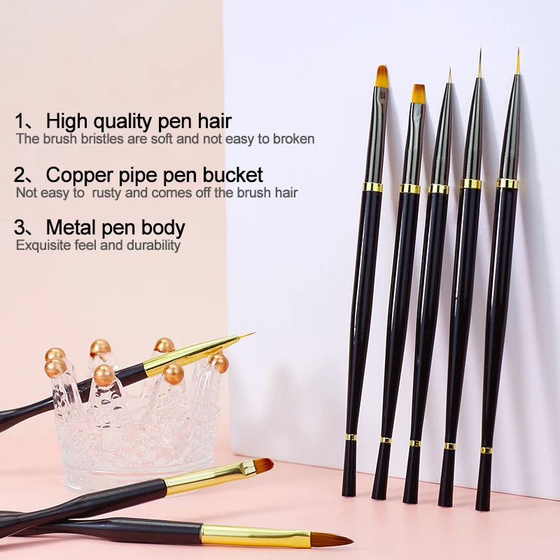Arte Clavo Nail UV Gel Borstel Franse Streep Liner Pen Manicure Ultradunne Lijn Tekening Nail Art Acryl UV gel Polish Dot Borstels_voghion.com