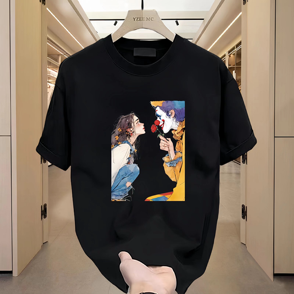 Men and women casual loose round neck high-quality short-sleeved T-shirt XS-2XL