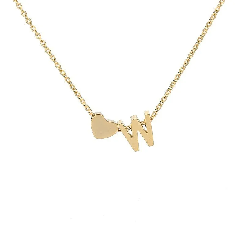 Fashion designer for woman tiny heart love choker gold sier color letter necklace jewelry custom chain_voghion.com