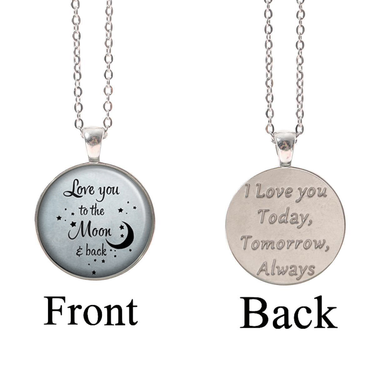 Collana con ciondolo fotografico in vetro rotondo in argento con lettere inglesi, accessori per gioielli di moda, regalo_voghion.com