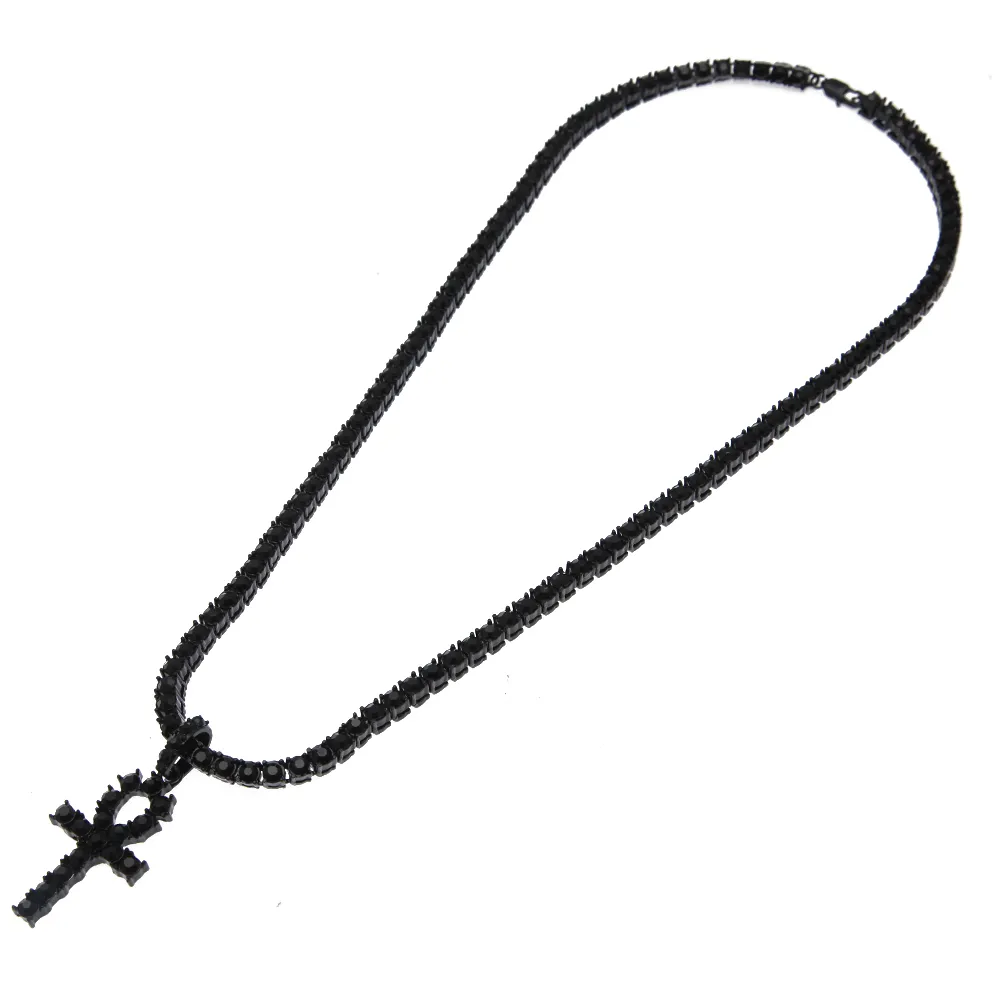 Collana con ciondolo in lega Hip Hop con ciondolo in argento Ankh egiziano, con cristallo Rhie, chiave della vita, croce egizia, catena_voghion.com