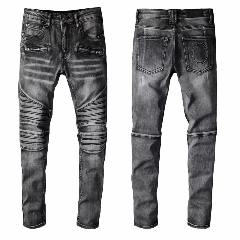 Jeans de créateur pour hommes Jean Lettre Distressed Skinny Ripped Biker Slim Fit Moto Bikers Denim pour homme Mode Mans_voghion.com
