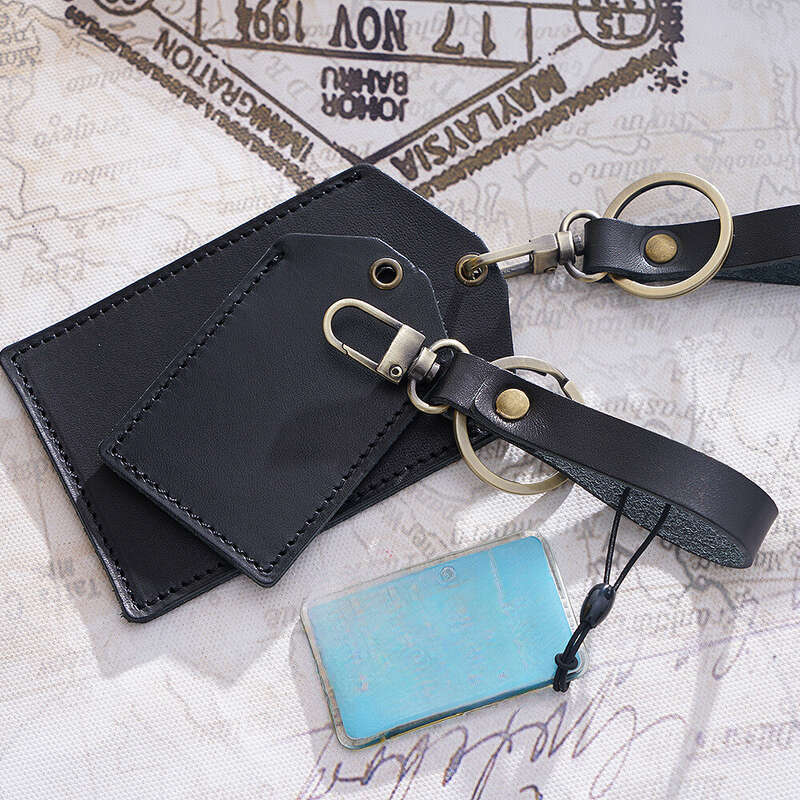 Porte-clés mini-bus en cuir de vache, clip d'accès au campus étudiant, étui de protection pour une carte_voghion.com