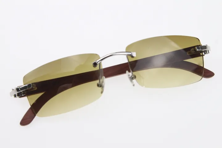 Rimless Wood Frame Men Sunglasses For Driving And Outdoors_voghion.com