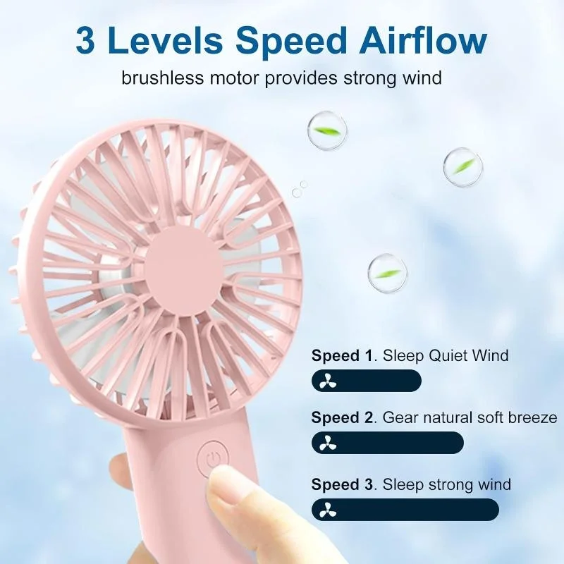 Tragbarer, wiederaufladbarer USB-Ventilator mit 3 Geschwindigkeitsstufen und Handyhalterung_voghion.com