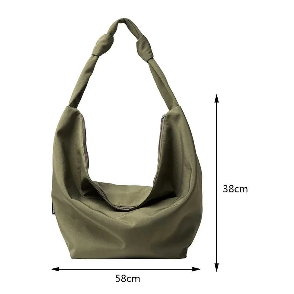 Schultertasche Große Kapazität Fem Handtasche Lässig FI Tragbare Feste Farbe Einfache Leinwand Elegante Wochenende Schultern Y241109_voghion.com