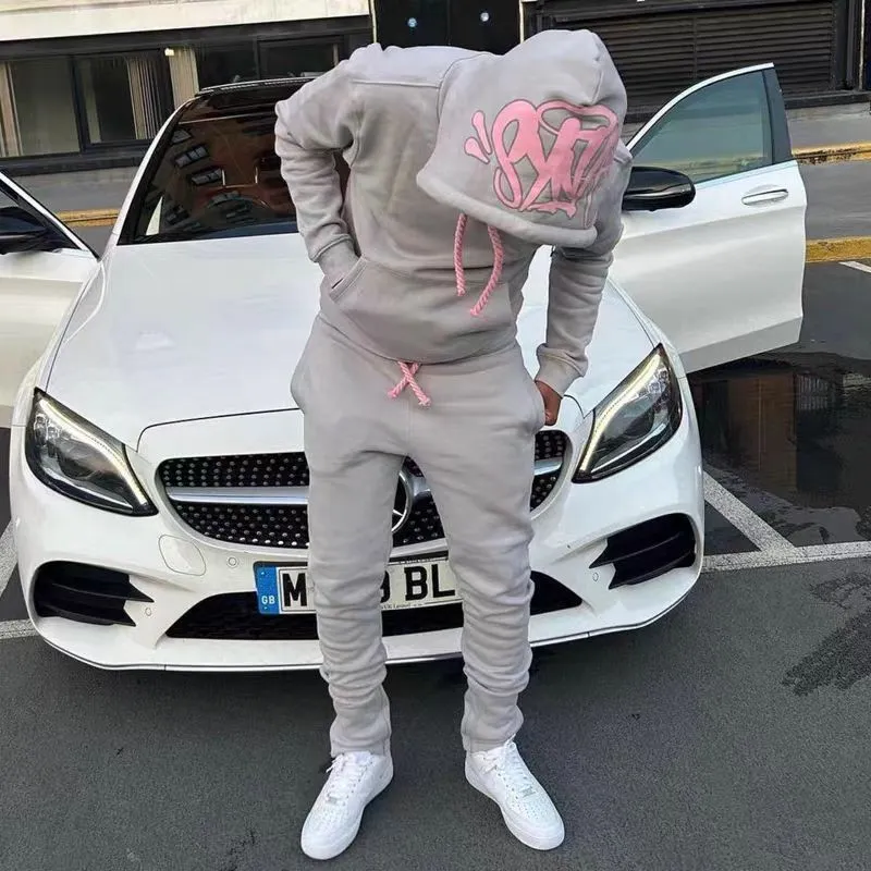 Set Central Cee Baumwollplüsch-Kapuzenpullover Hochwertiger einfarbiger Druck Synaword Sweatshirt Synaworld Hoodies Syna Word Track_voghion.com