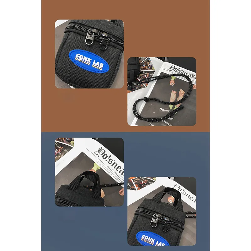 Mini porte-monnaie multifonction détachable pour hommes et femmes, style hip-hop, techwear, casque, clés, sac bandoulière_voghion.com