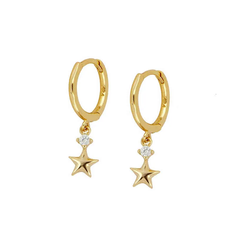 Sterling Sier Ear Buckle Dainty Minimalist Dangling Cz Hie Hoop Earrings Crescent For Women_voghion.com