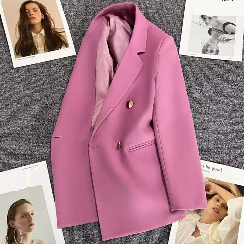 Dames blazer casual colbert in melkwit met groene gesp_voghion.com