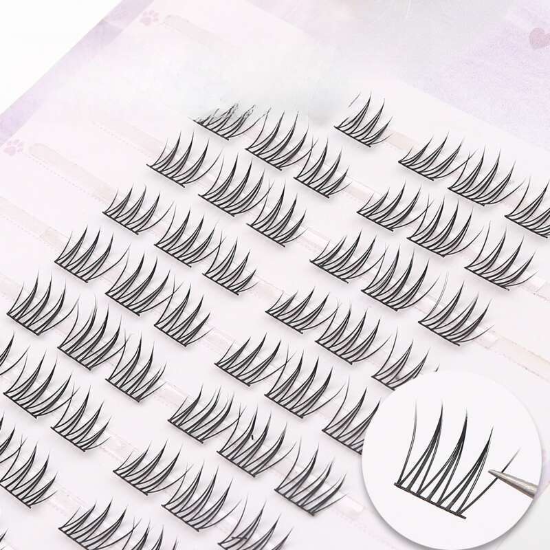 Kleberfreie Kombination aus großvolumigen falschen Wimpern. Aizou Single Cluster Lazy. Neue Show!_voghion.com