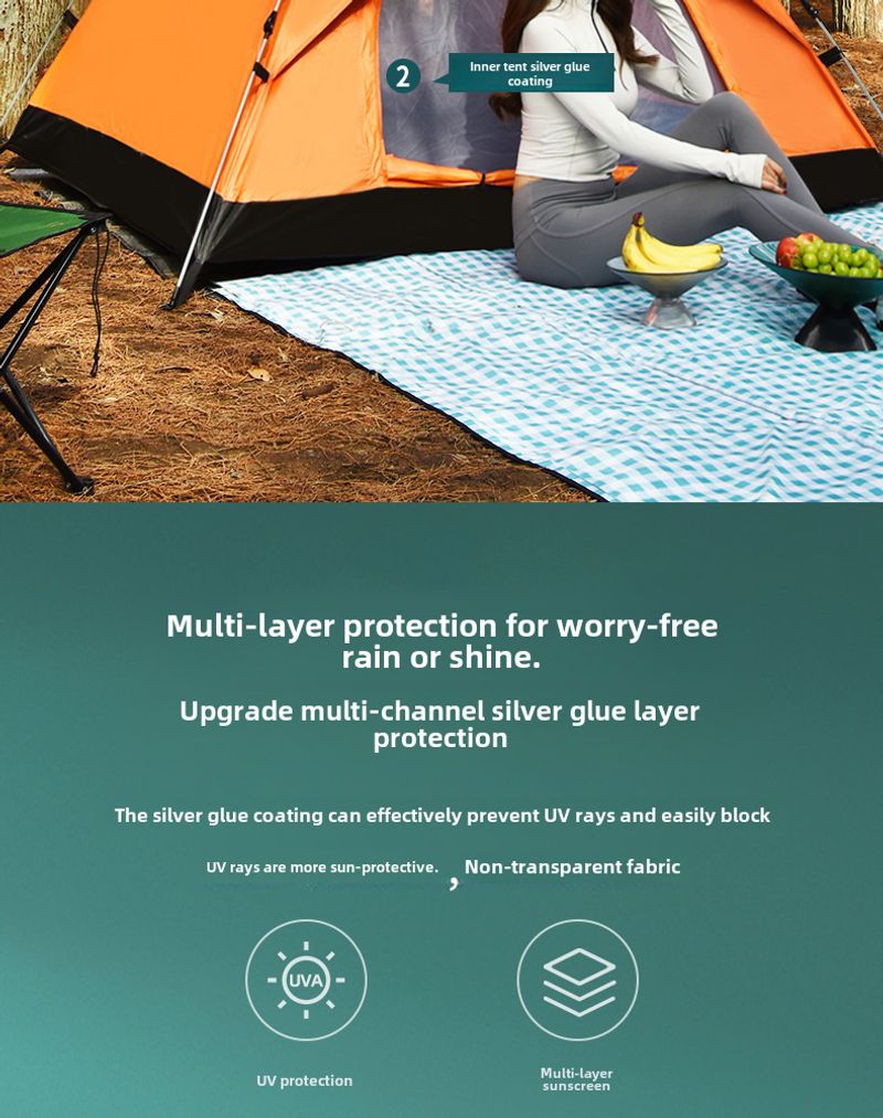 Outdoor Fully automatic two speed 3-4 people wilderness beach camping tents_voghion.com