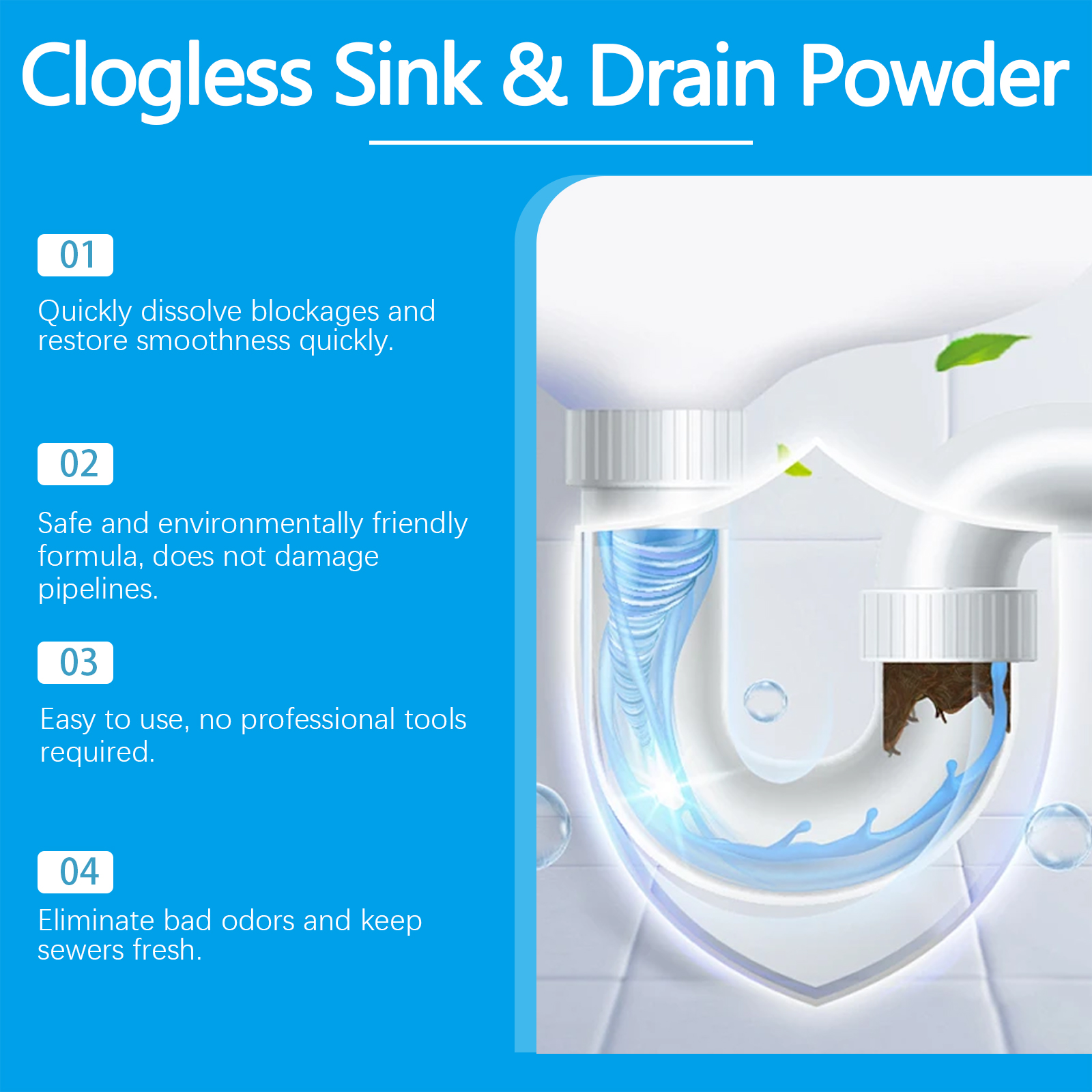 Jaysuing Pipeline Dredging Cleaning Powder To Dissolve And Dredging Sewage And Drain Grease Blocking Deodorant Powder_voghion.com