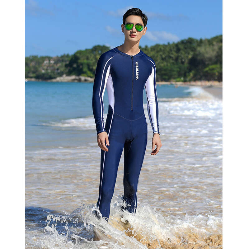 Men's One-piece Sun Protection Swimsuit, Quick Drying Diving Jellyfish Suit, Women's Long Sleeved Plus Size Children's_voghion.com