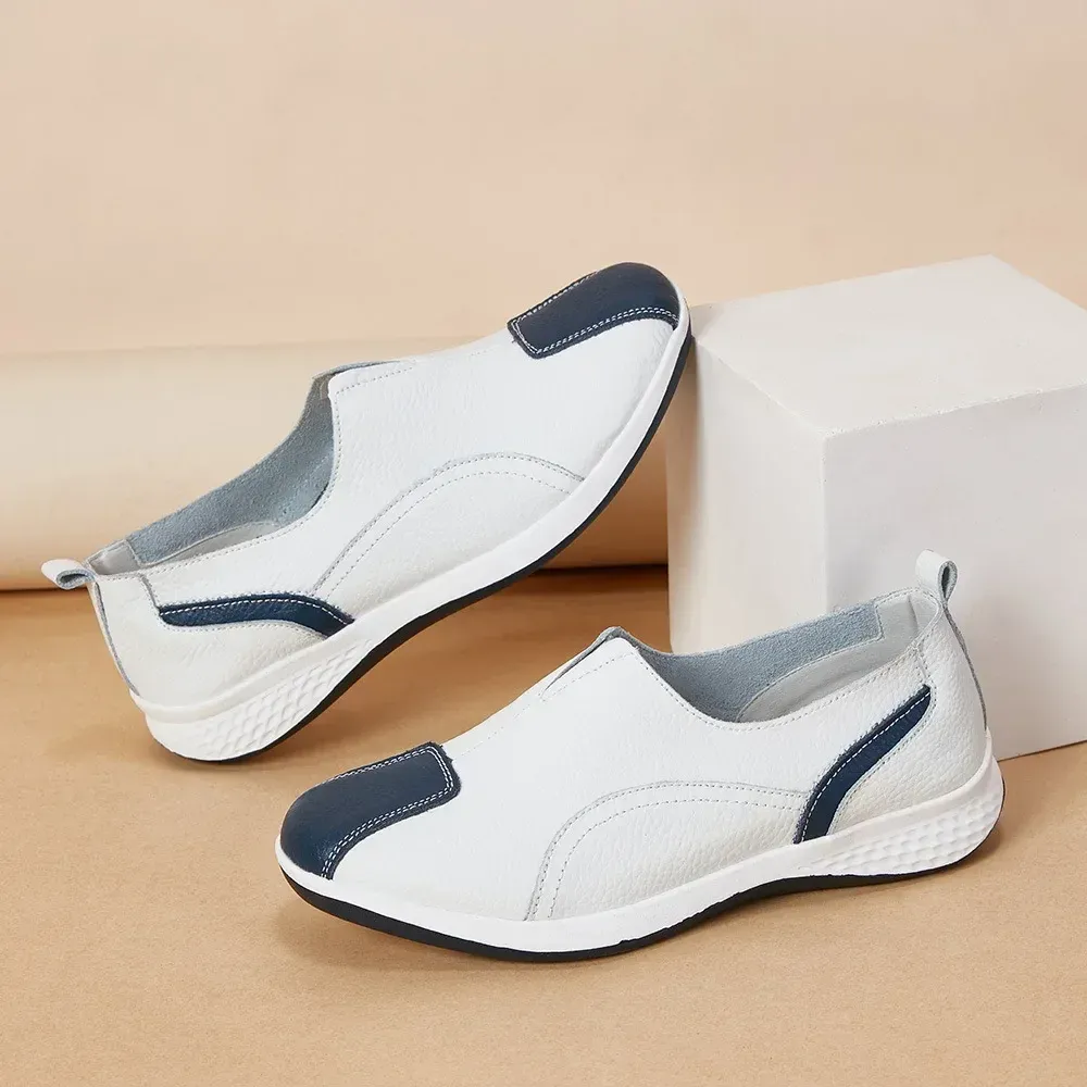 Genuine Leather Women 2024 Spring Autumn Slip-on Casual Flats Woman Fashion Loafer Ladies Shoes atos Mujer_voghion.com
