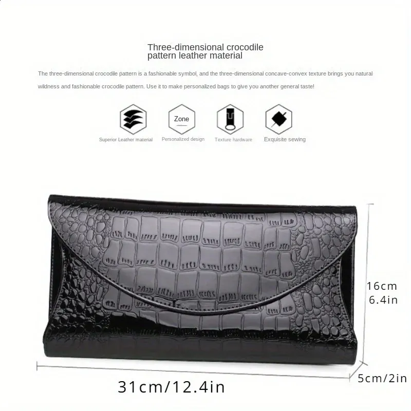Pochette à bandoulière en cuir verni imprimé grande capacité pour femme 240924_voghion.com