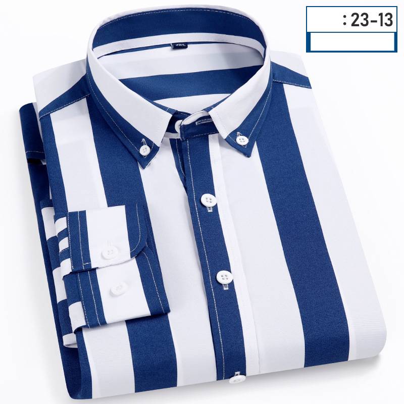 Herren Slim Fit Stretch Business Hemd Langarm Gestreiftes Top_voghion.com
