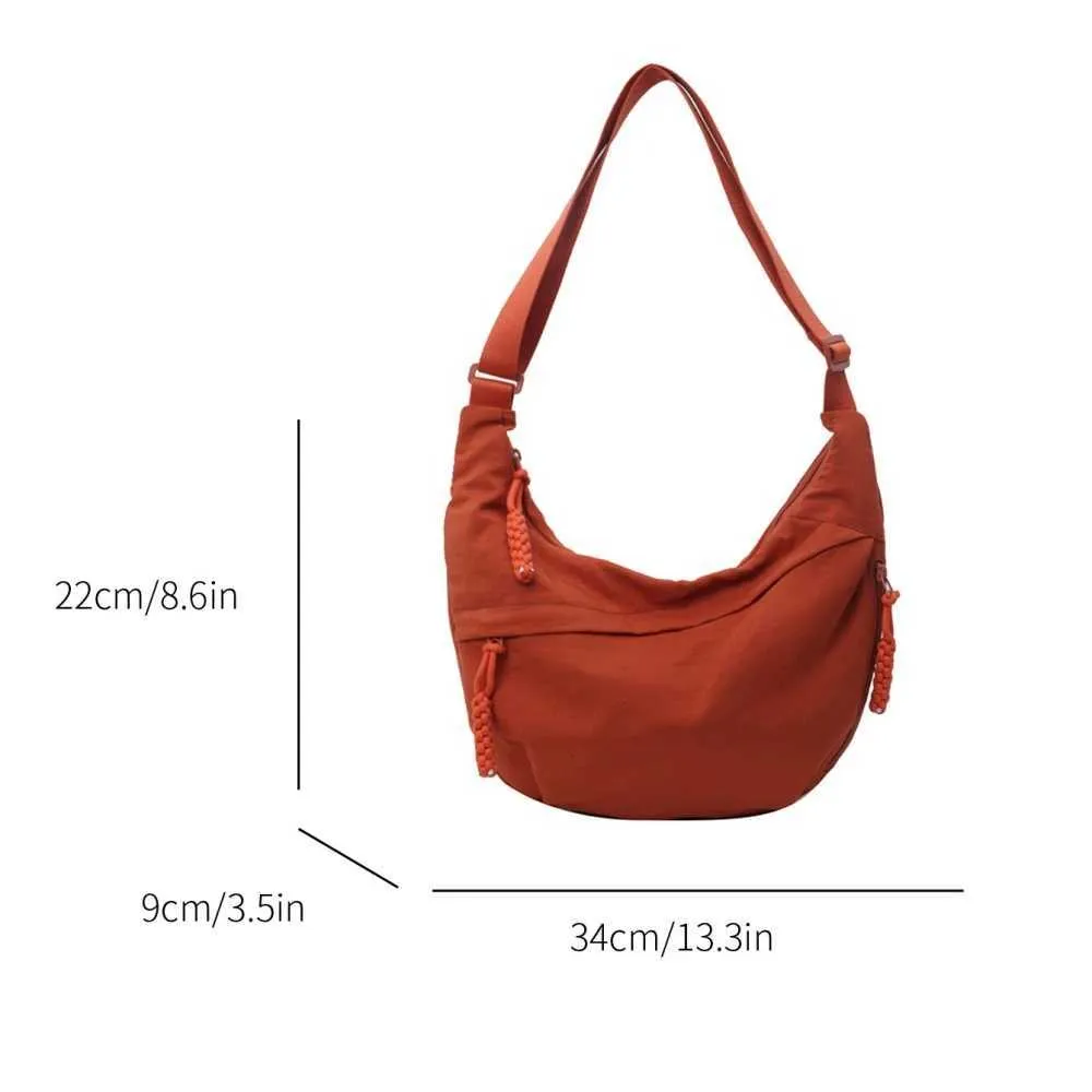 Borsa a tracolla casual da donna in tessuto di nylon, multi tasche, grande capacità, borsa a tracolla, hobo, 2024, estate, ultima moda_voghion.com